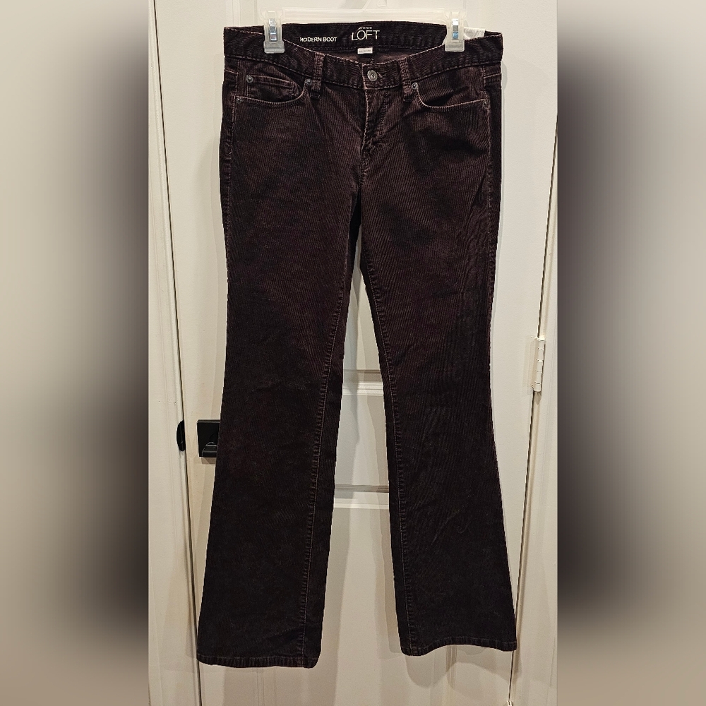 NWT LOFT Dark Brown Corduroy Modern Boot Low Rise Trousers